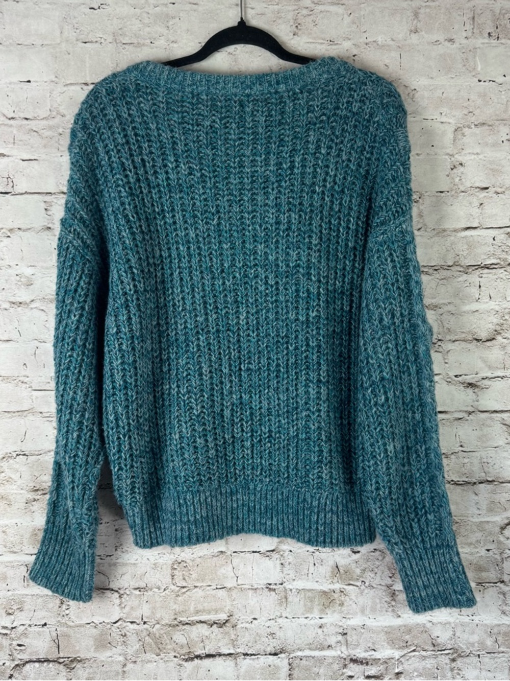 Sundance Women's Large Teal Blue Marlyse Chunky Cable Knit V Neck Sweater Lg L - Picture 4 of 4